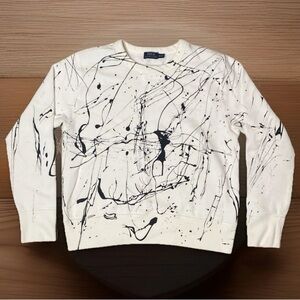 Polo Ralph Lauren Black Paint Splatter Printed Sweatshirt Women’s M Crewneck